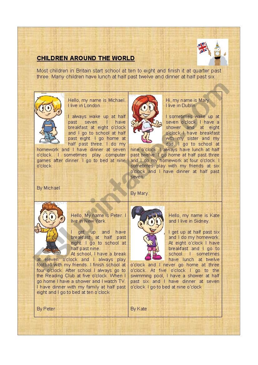 CHILDREN AROUND THE WORLD worksheet