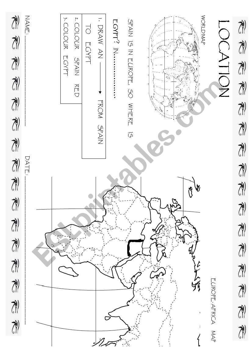 EGYPT LOCATION worksheet