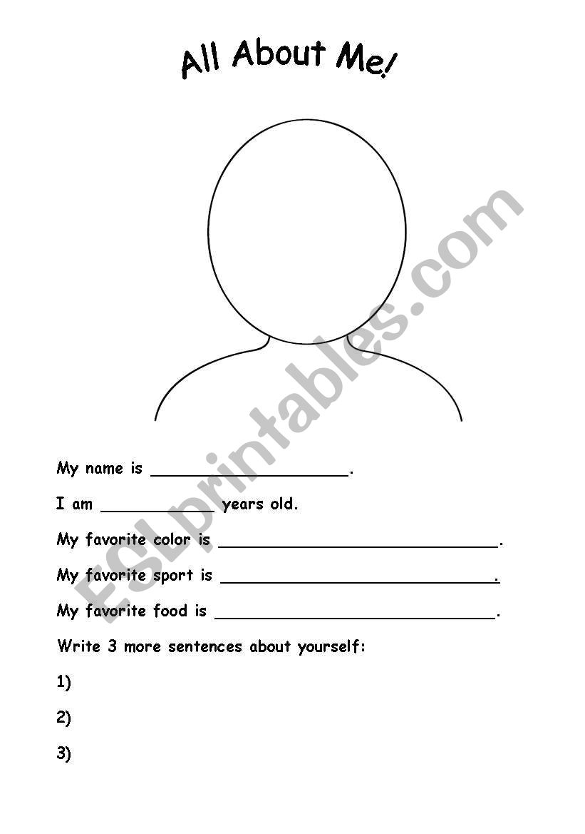 All About Me! worksheet