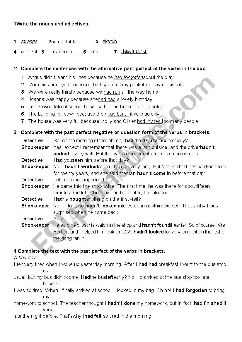 test worksheet