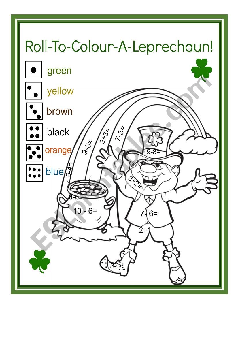 St. Patricks Day - Roll and colour a Leprechaun.