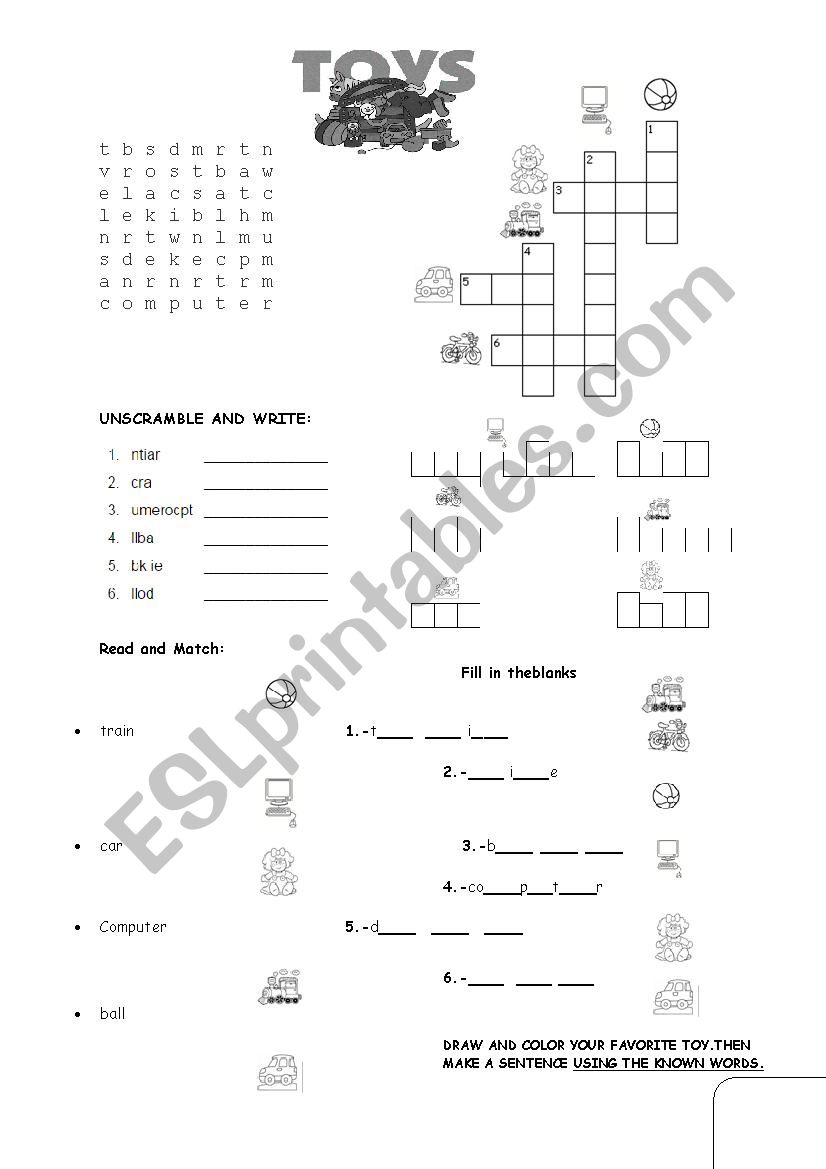 TOYS MULTI-TASK worksheet