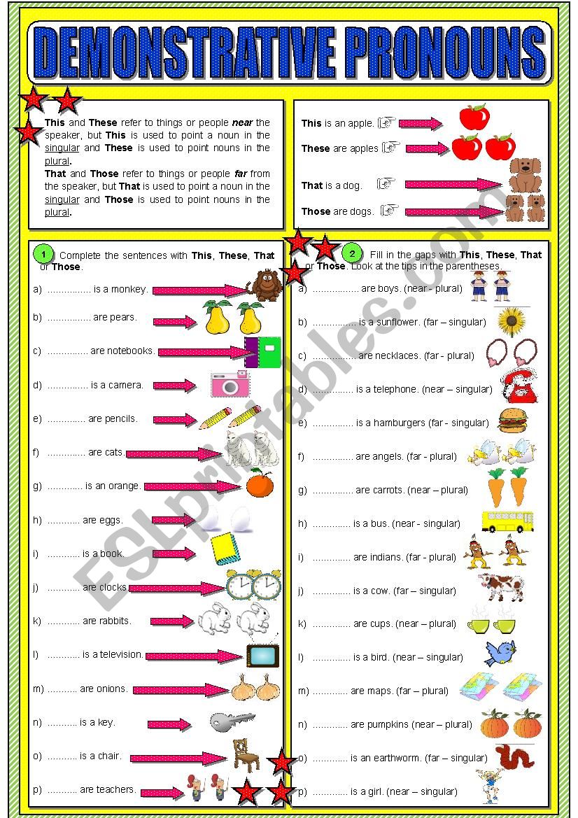 Chapter 25 Demonstrative Adjectives And Pronouns Worksheet Answers