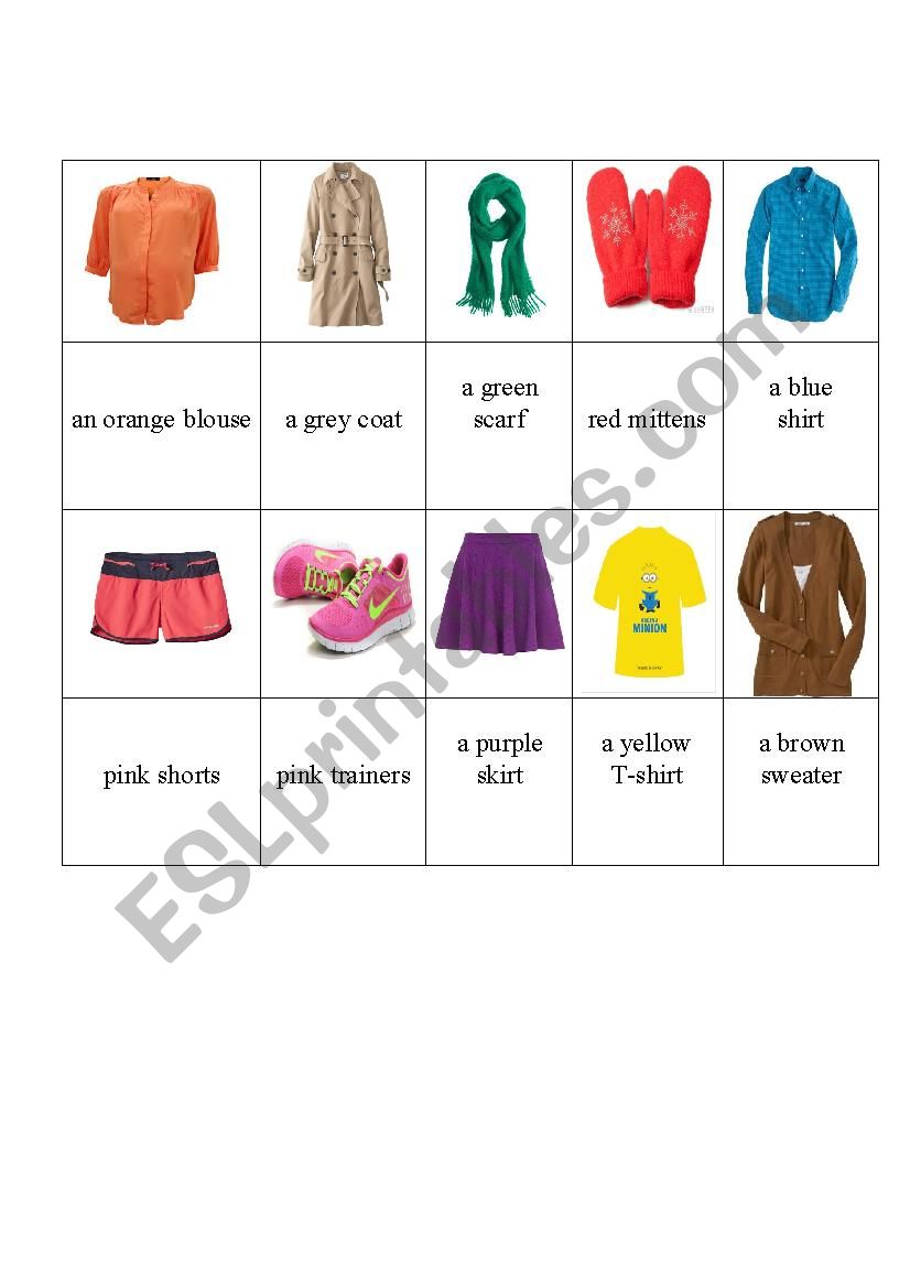 Clothes- memory game worksheet