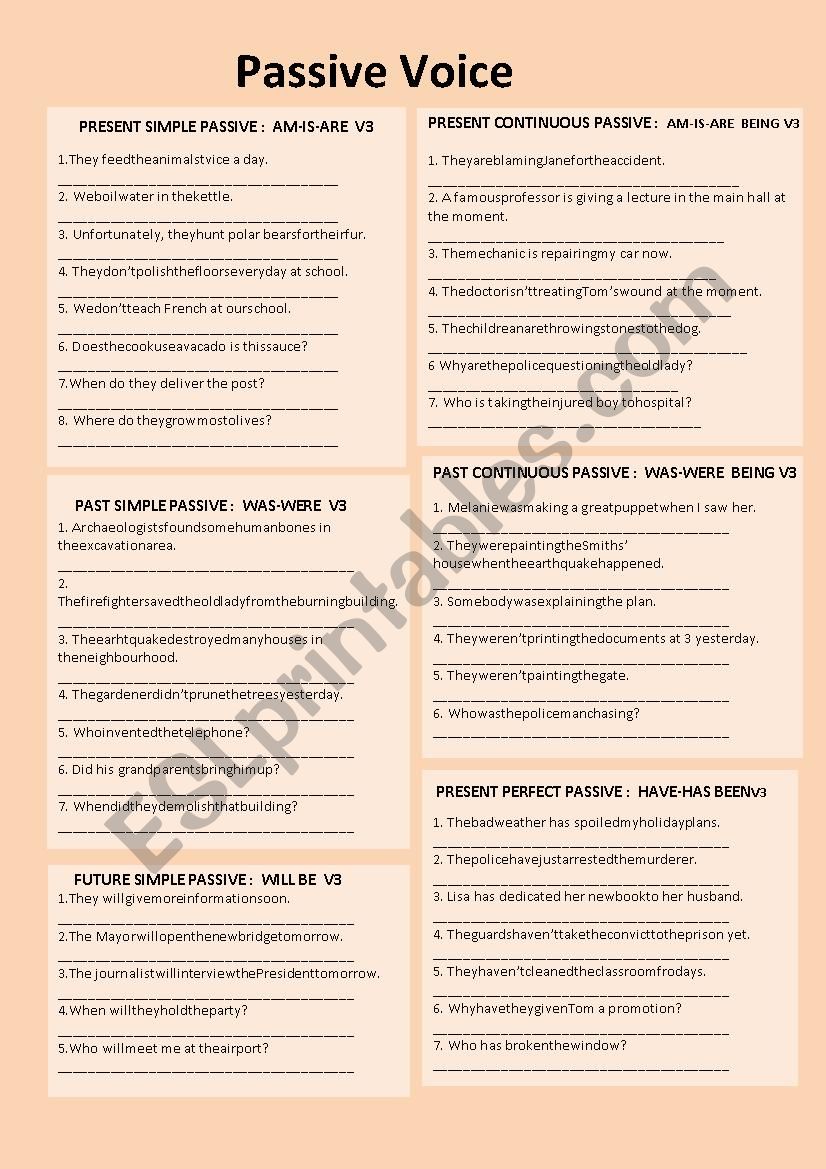 PASSIVE VOICE worksheet