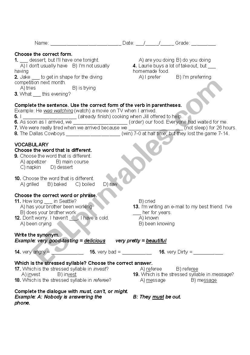 Test worksheet