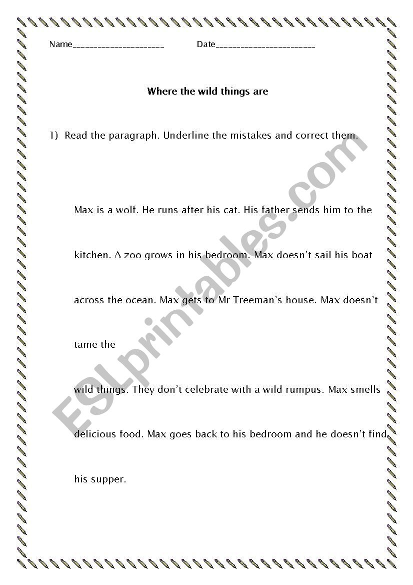 Where the Wild Things Are 2 worksheet