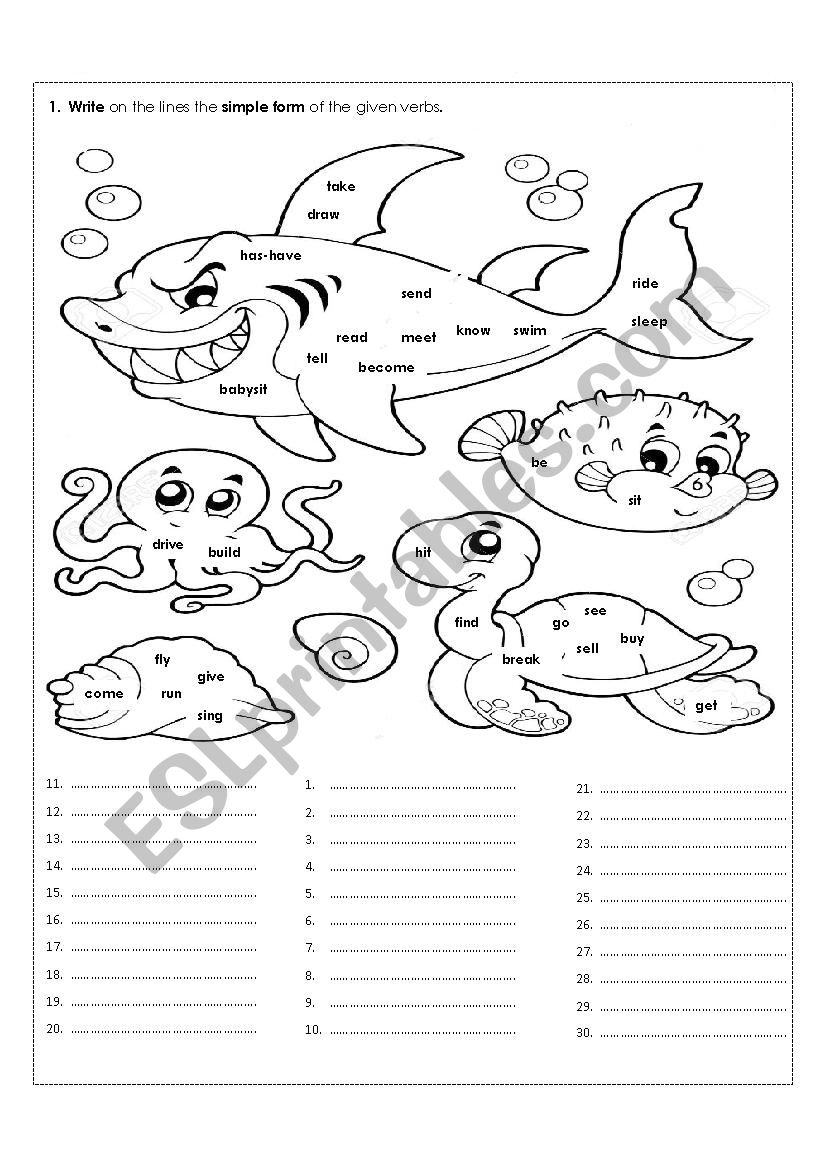 past tense of verbs worksheet