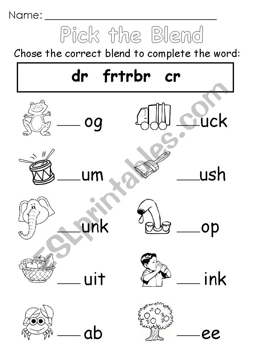 Blends worksheet