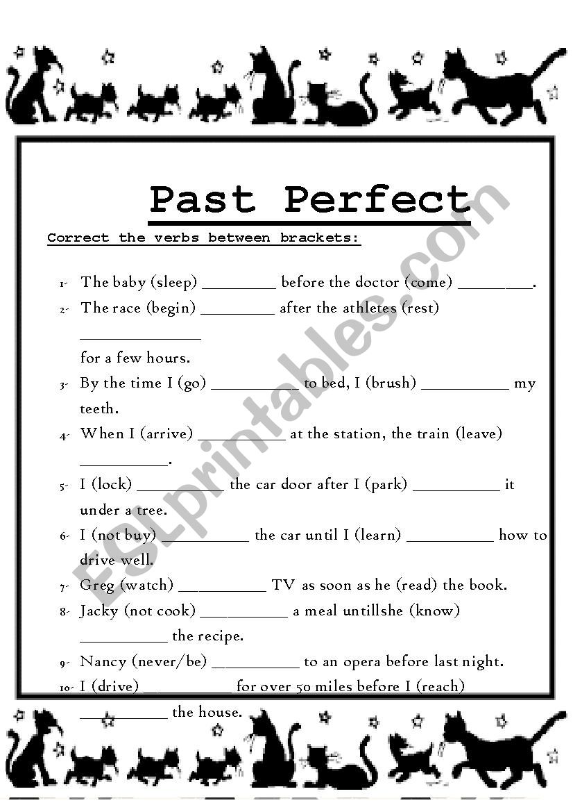 Past perfect worksheet