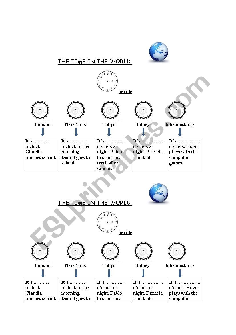 The time in the world worksheet