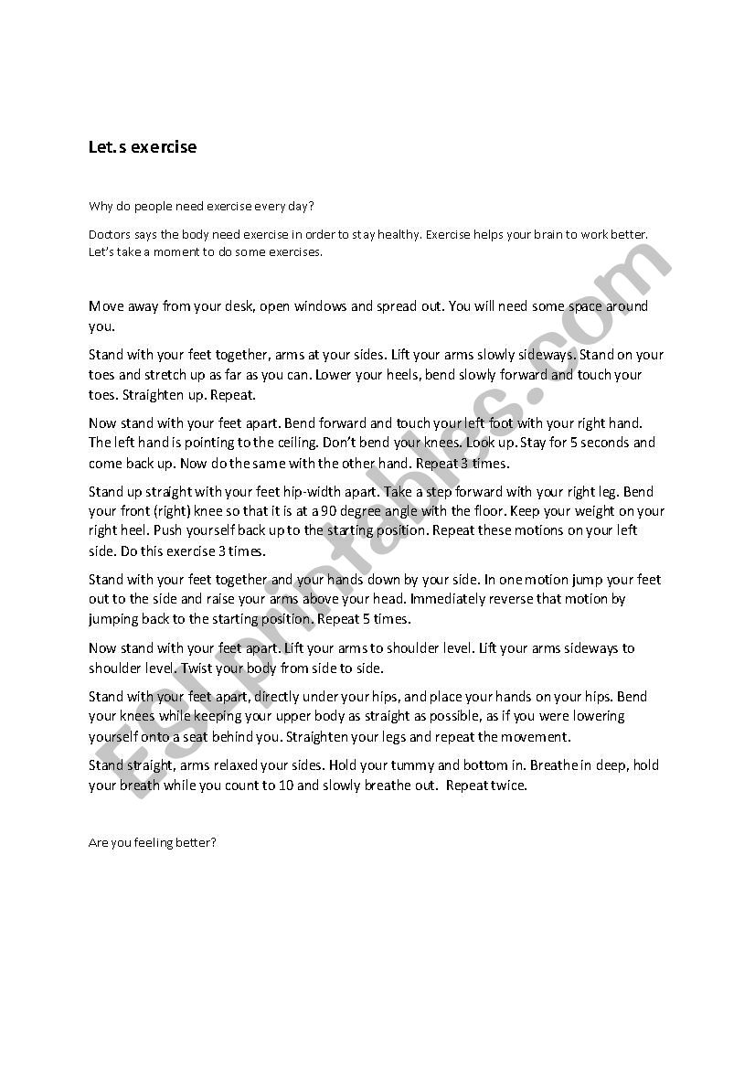 LetÂ´s exercise  worksheet