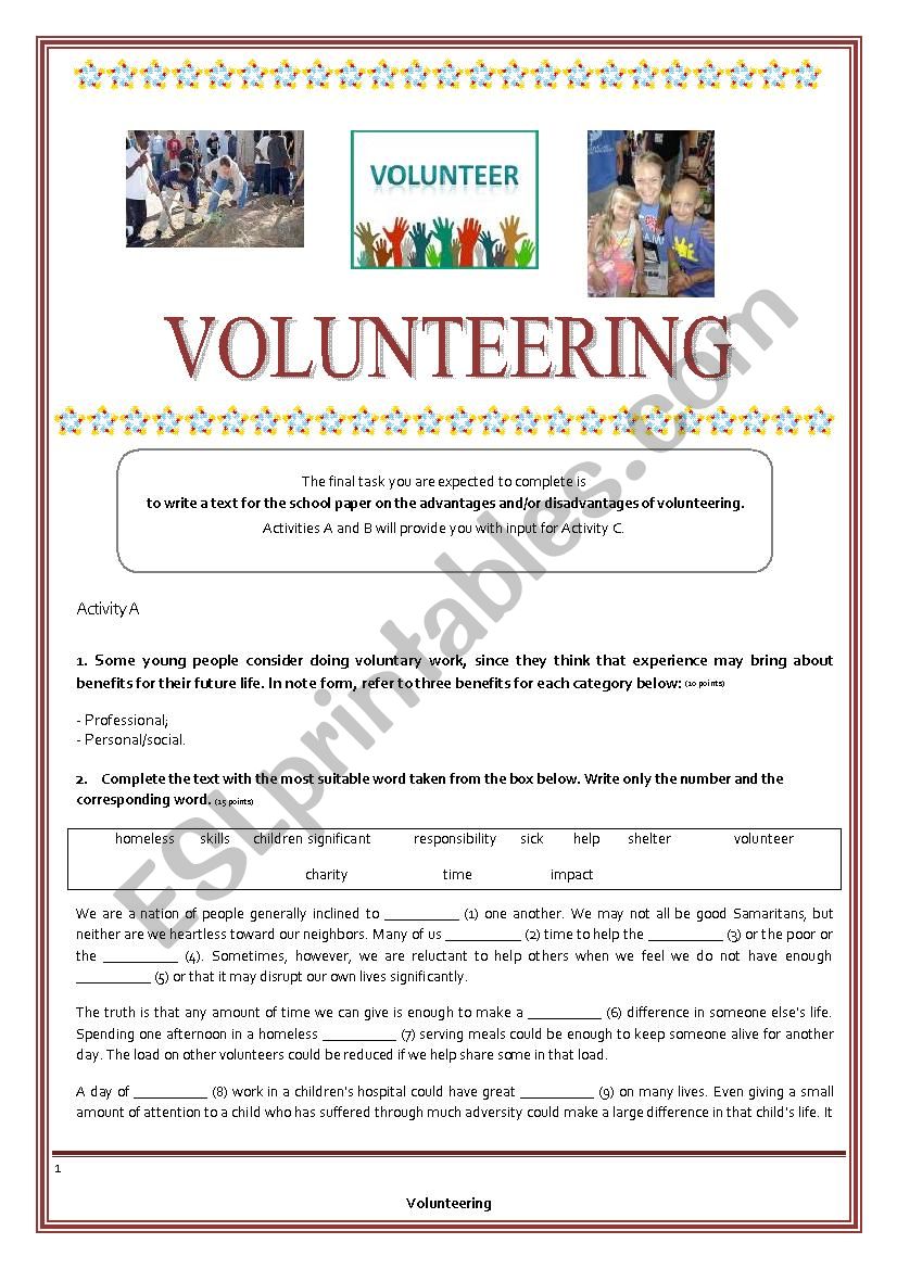 Teens and Volunteering - Key is provided