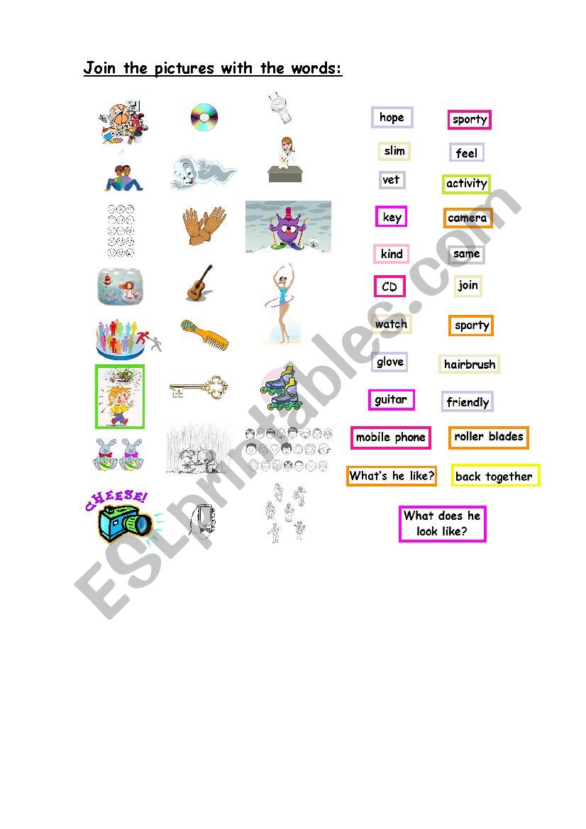 Join the pictures with the words (section 2) SPOTLIGHT 4 Starter Unit, Module 1 Unit 1