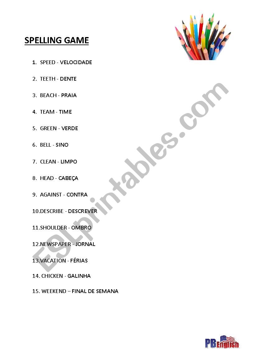 Game worksheet