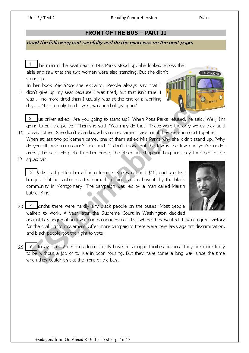 Rosa Parks  worksheet
