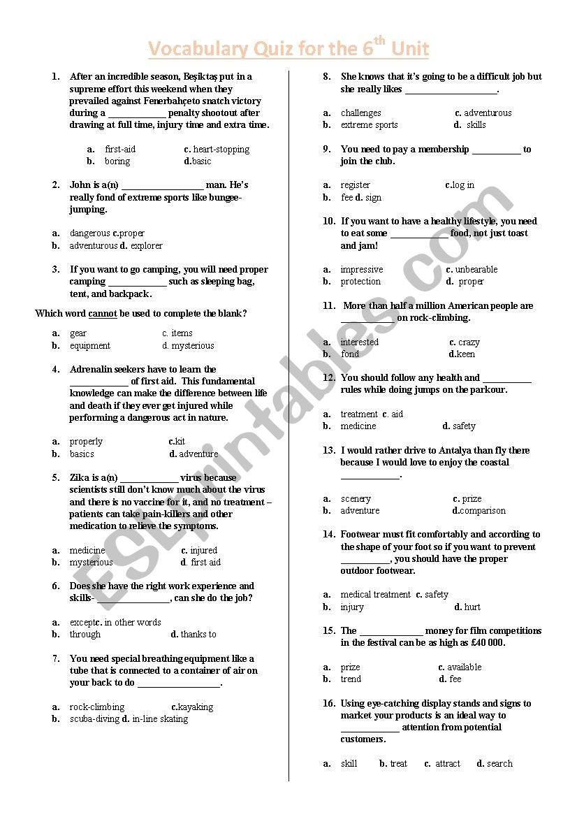  TEOG Quiz 3 (Unit 6 