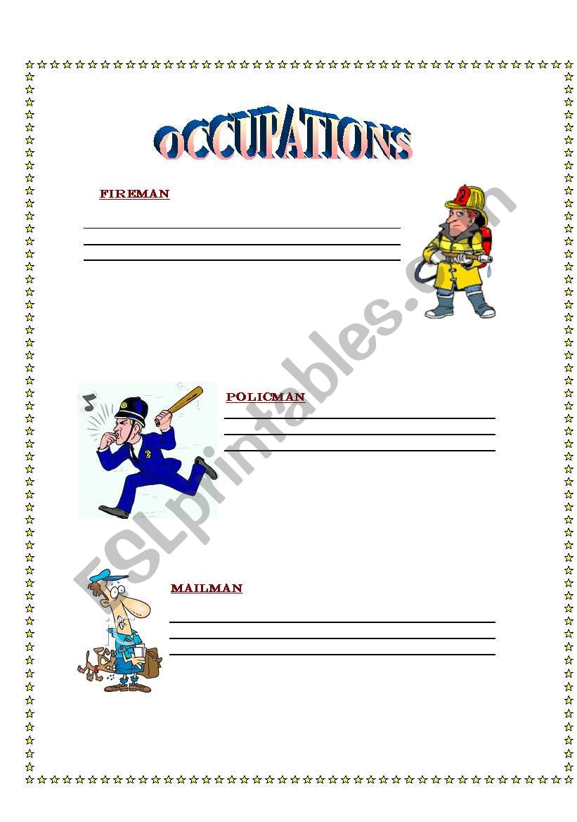 OCCUPATIONS and JOBS worksheet