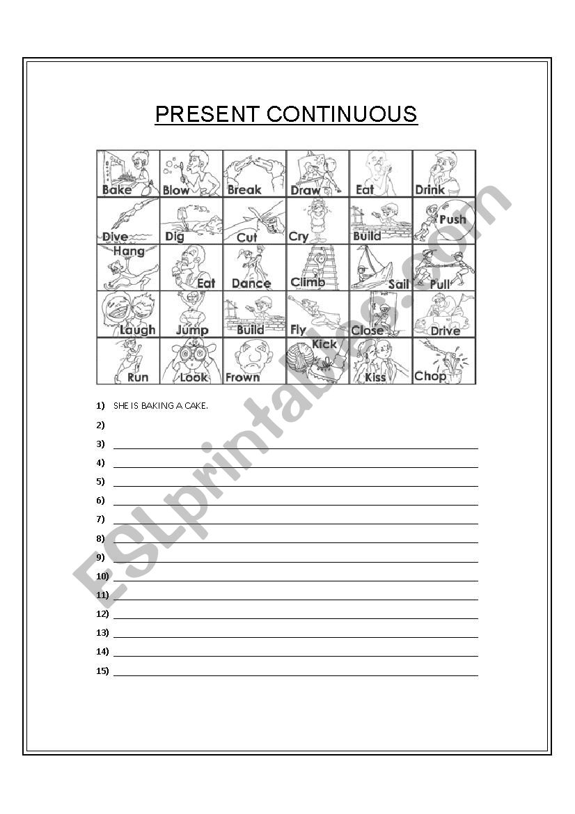 Present continuous worksheet