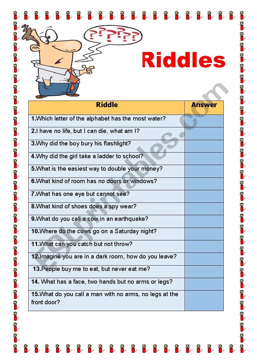 Riddles worksheet