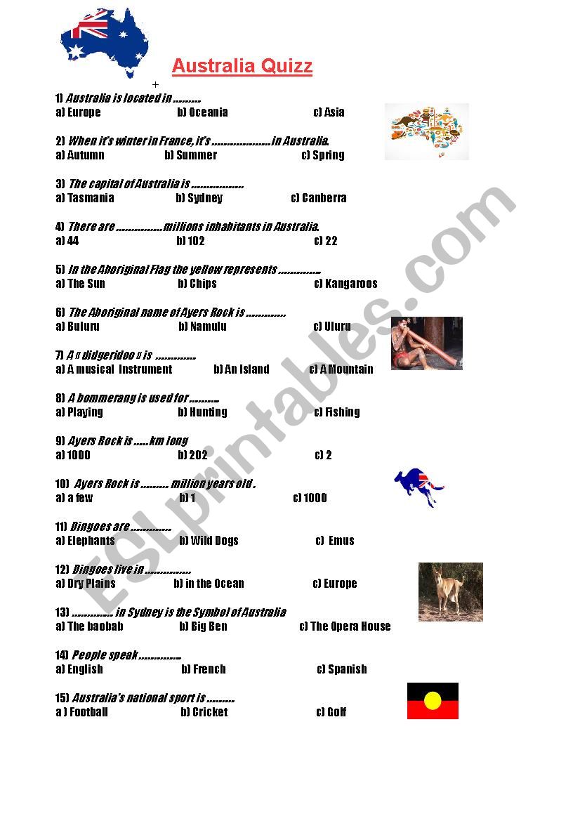 Australia  worksheet