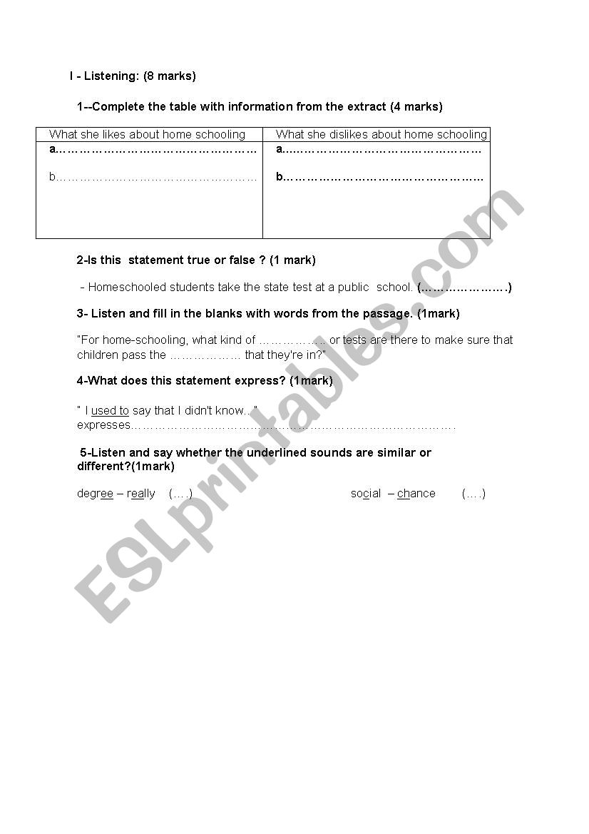 HOMESCHOOLING worksheet