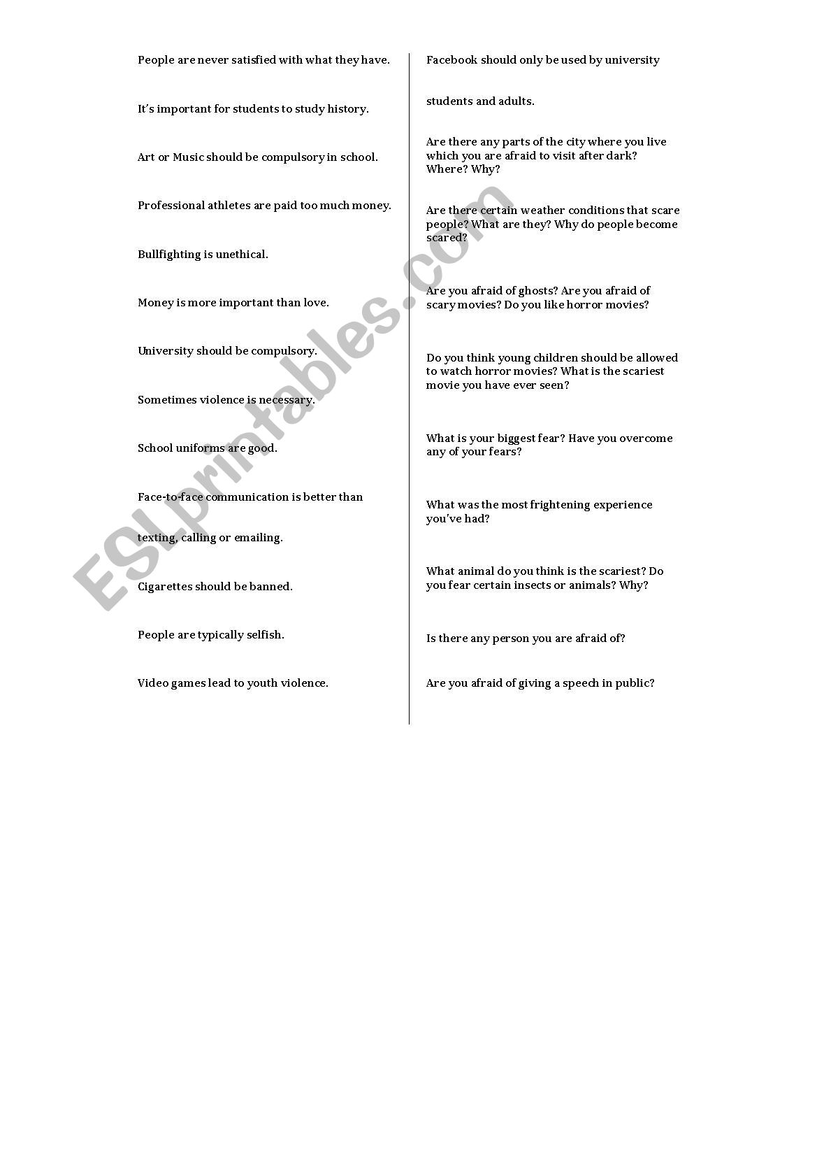 discussion worksheet