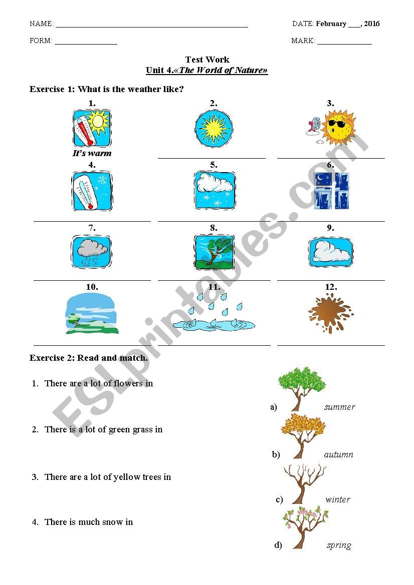 The World of Nature worksheet