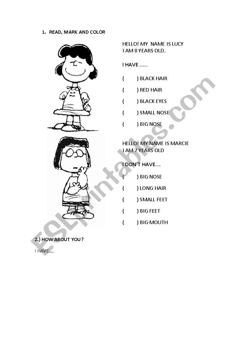 description worksheet