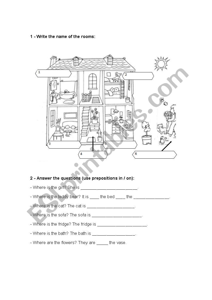 Parts of the house and prepositions in / on