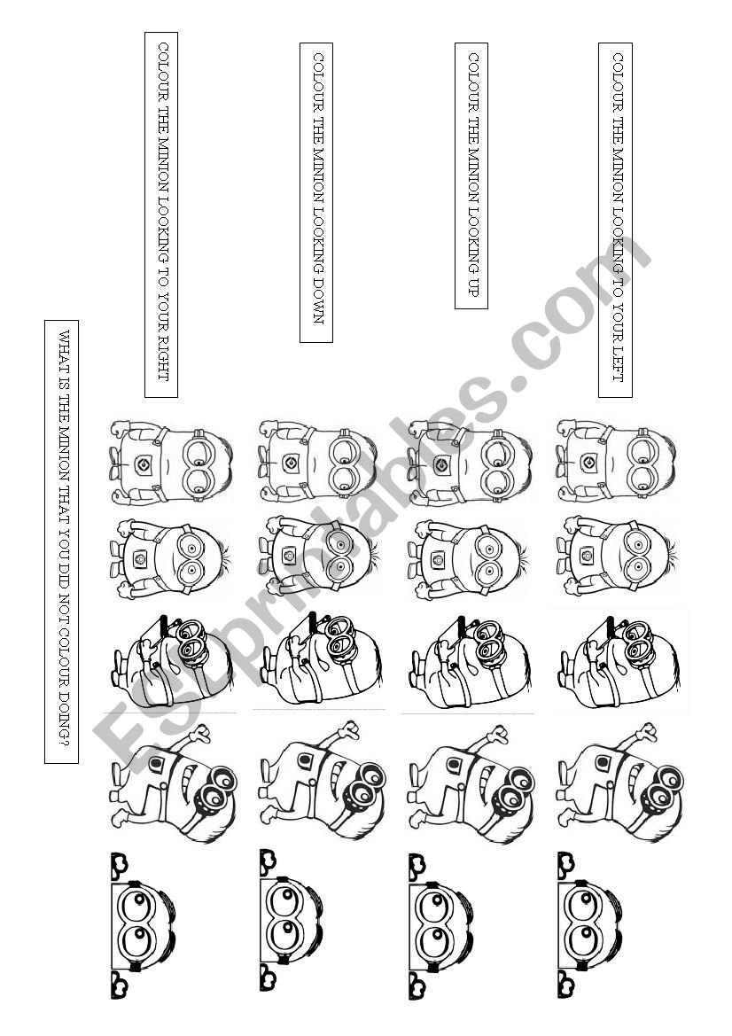 Minions directions worksheet