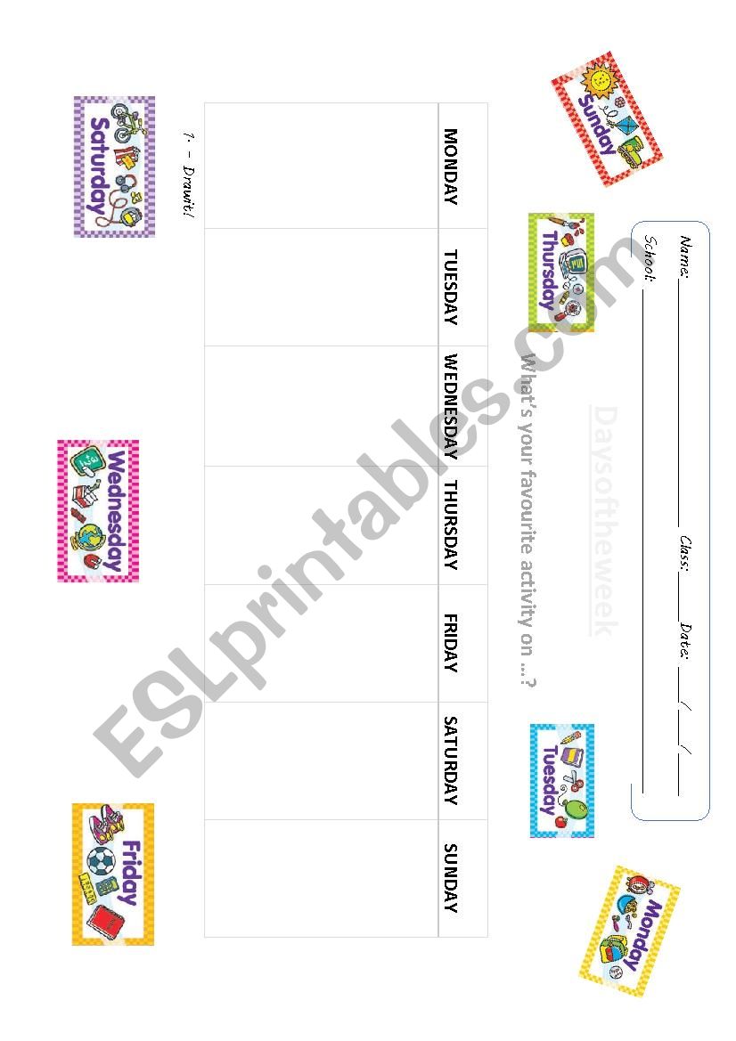 Days of the week worksheet