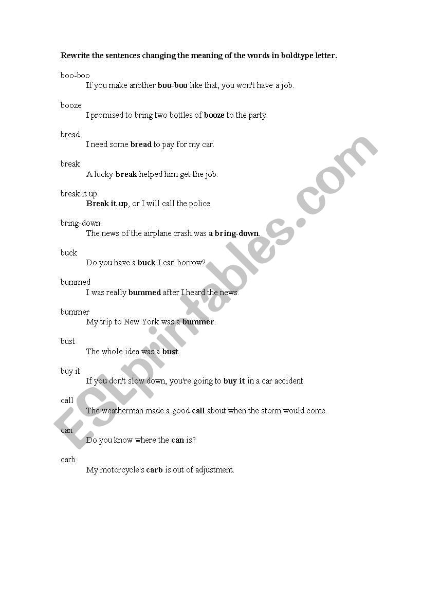 AMERICAN SLANGS worksheet