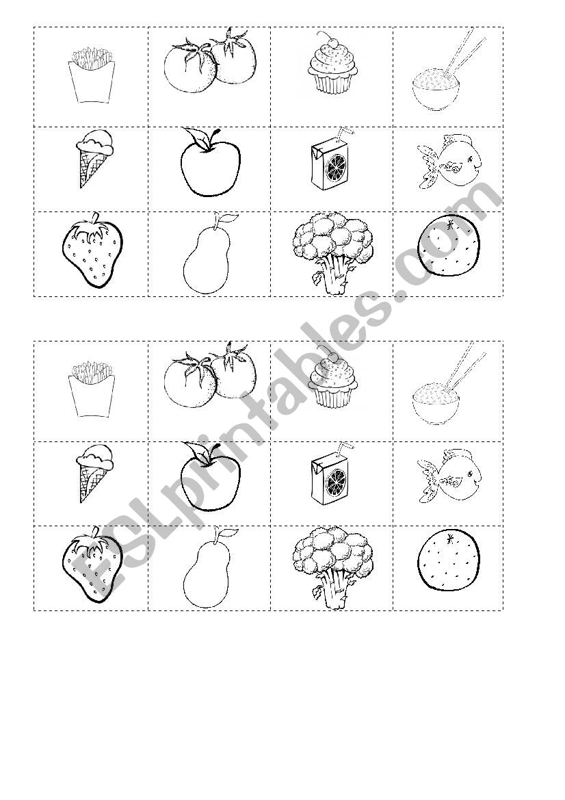 food lunchbox worksheet