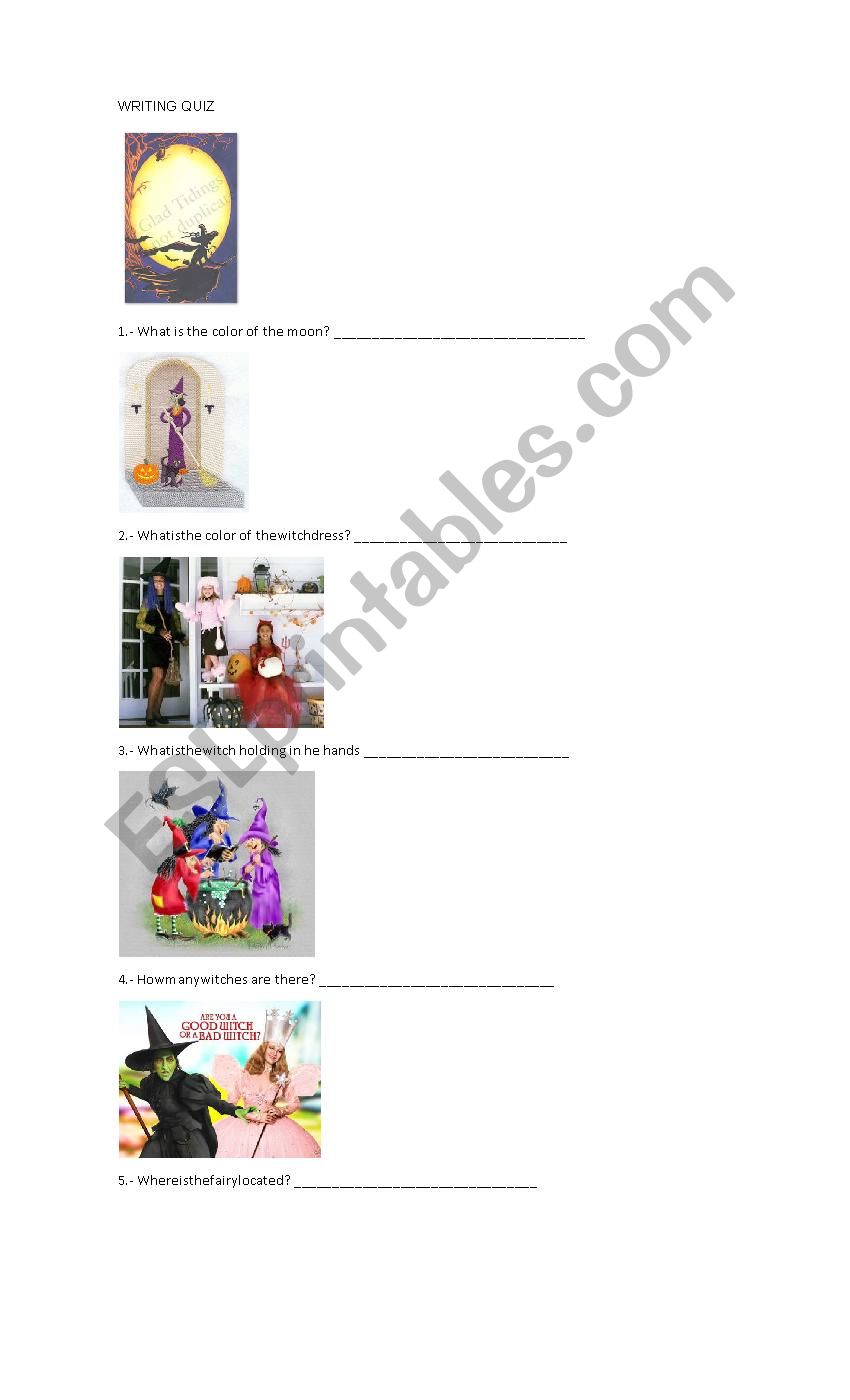Writing quizz worksheet