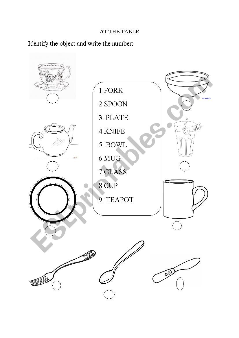 At the table worksheet