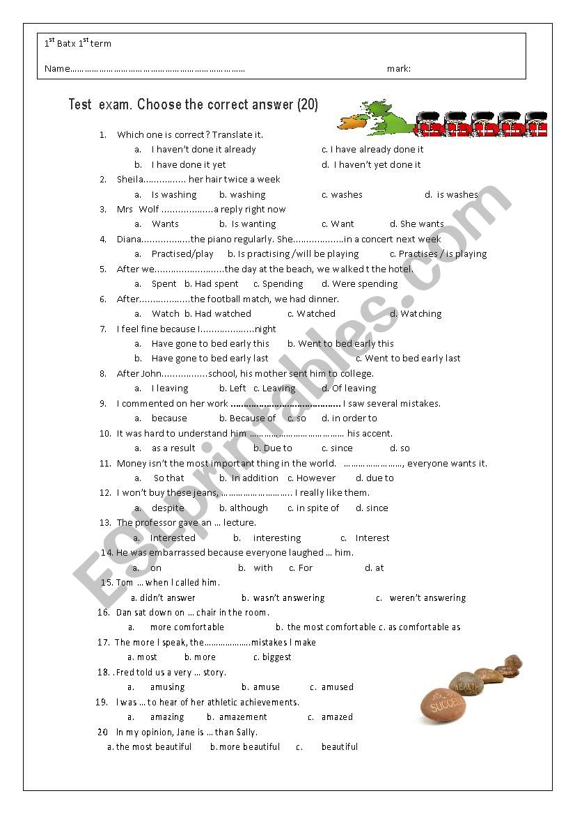 multiple choice review (A2) (B1)