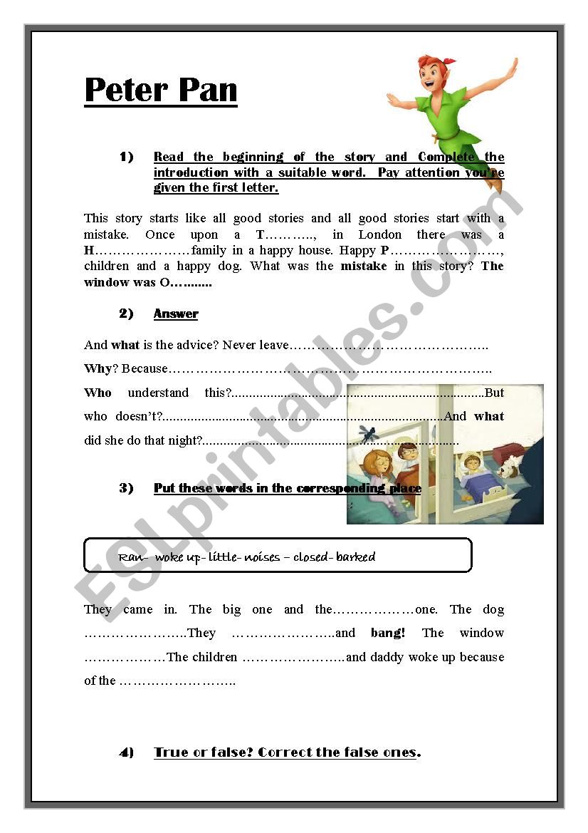 Peter Pan  worksheet