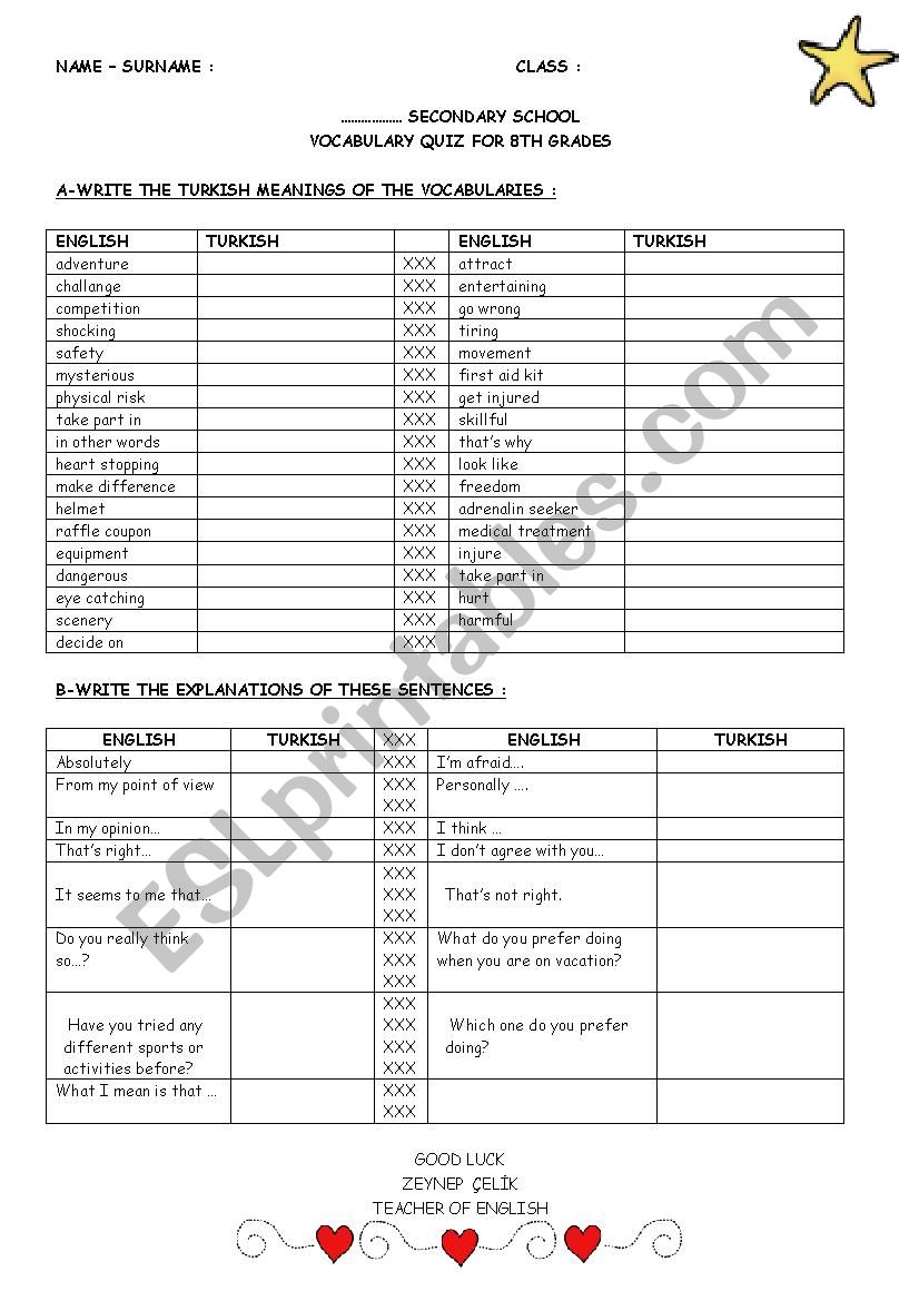 Vocabulary Exam For Elementary Students2