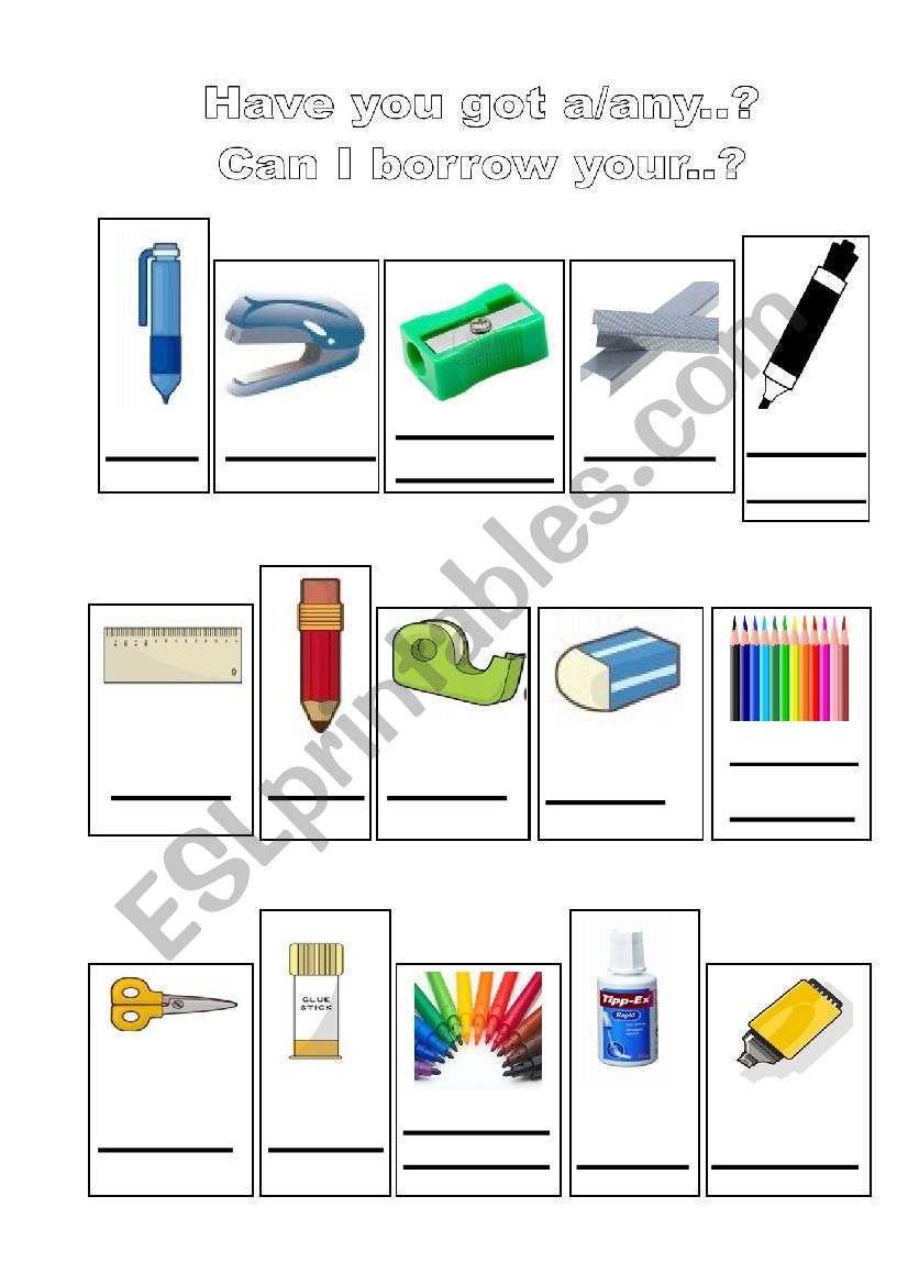 Classroom objects vocabulary worksheet