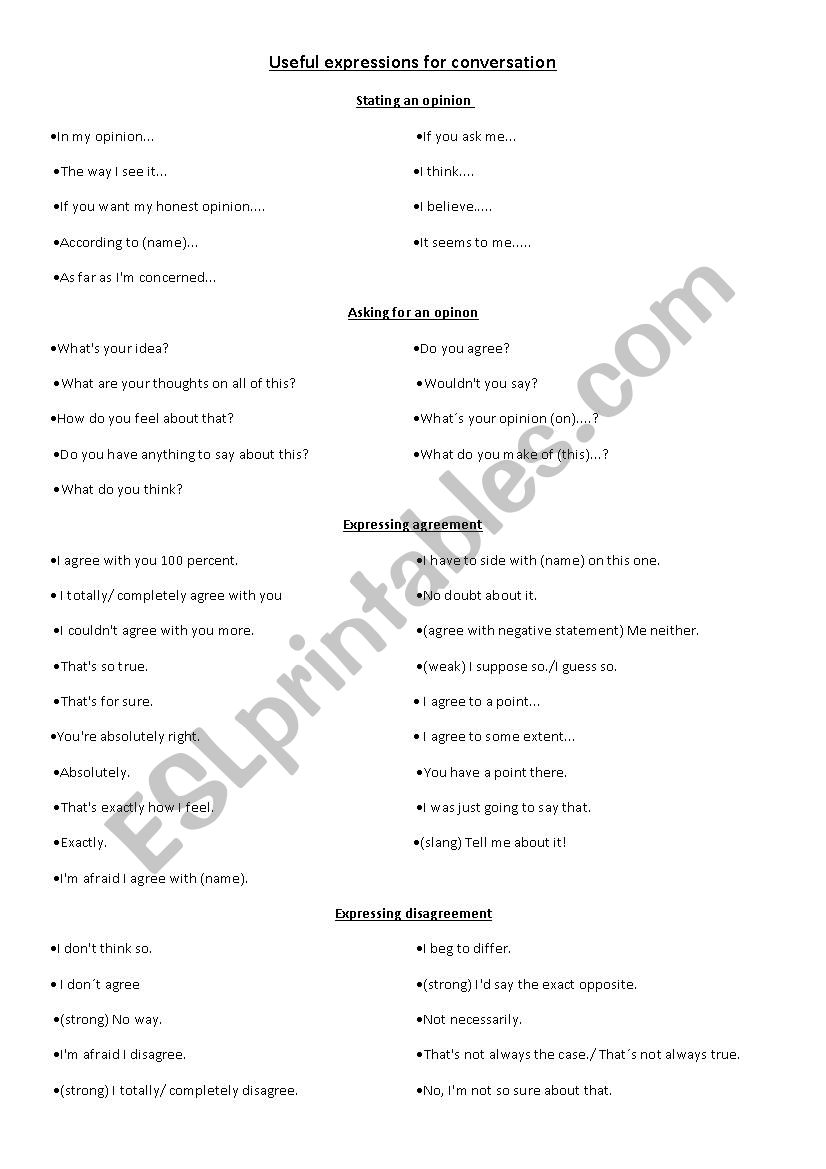 Useful expressions for speaking (FCE, CAE)