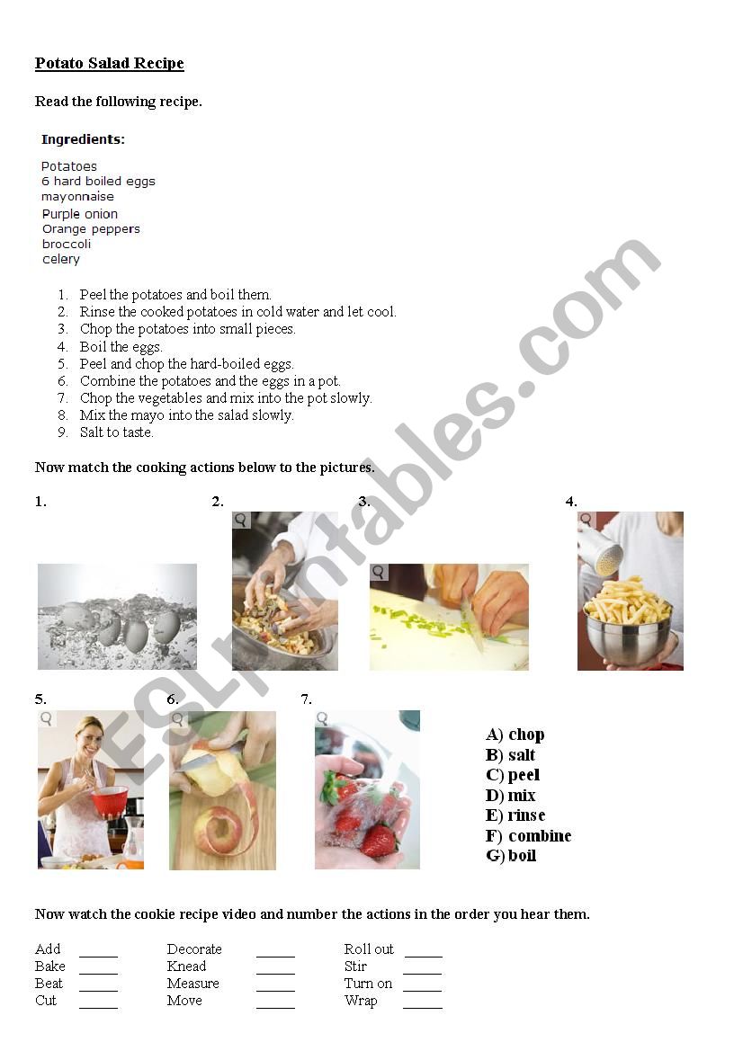 recipe worksheet