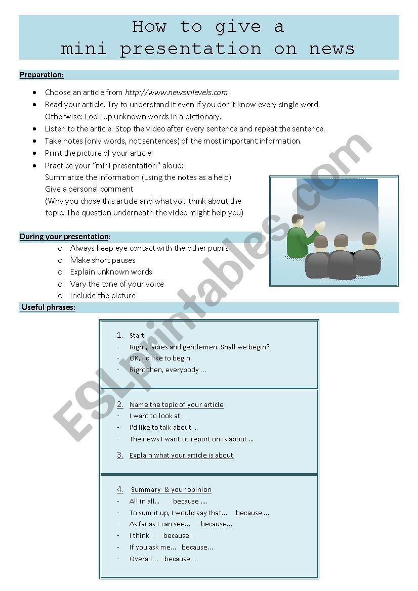 How to give a mini presentation on news