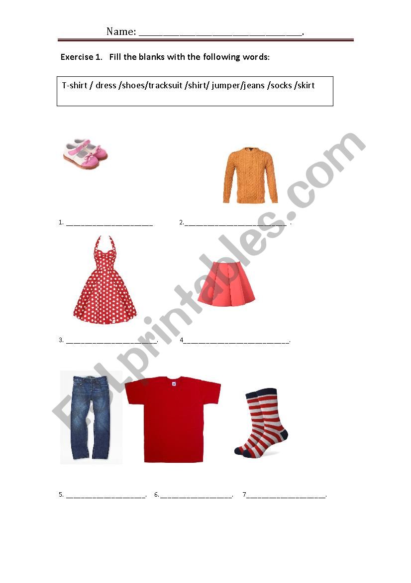 Clothes worksheet