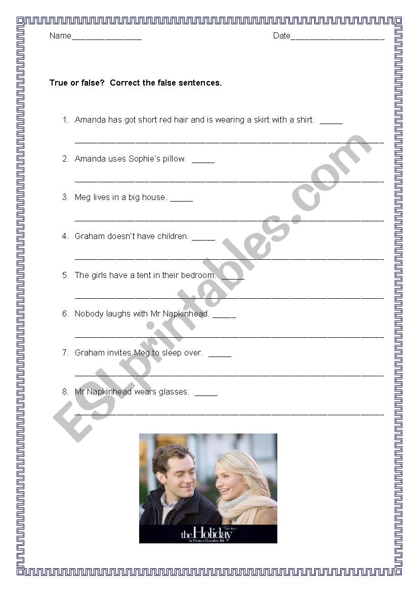 The Holiday worksheet