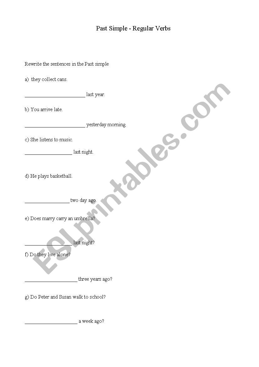 Past simple woksheet worksheet