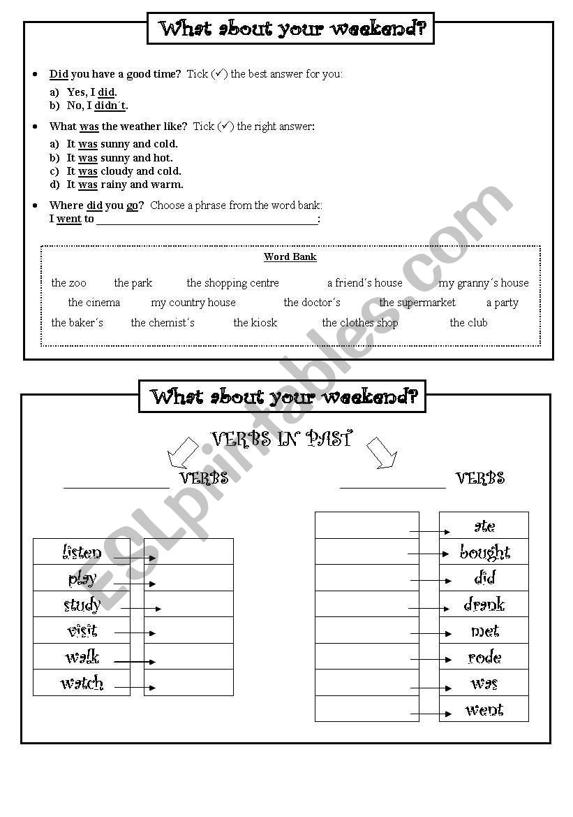 Weekend Routine worksheet