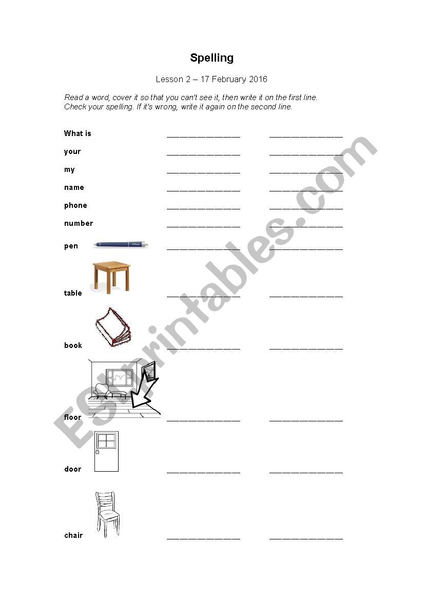 Simple Vocabulary, Spelling, Introductions Worksheet