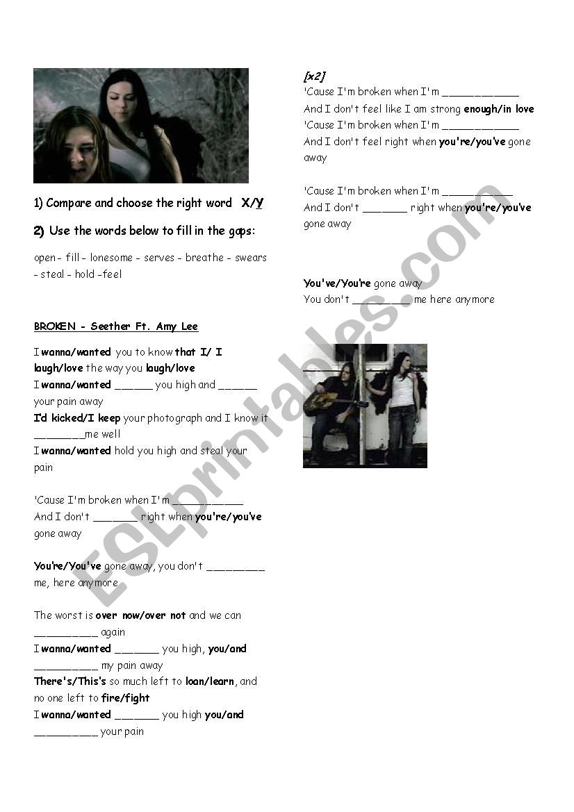 Listening Exercise - Broken Amy Lee ft. Seether