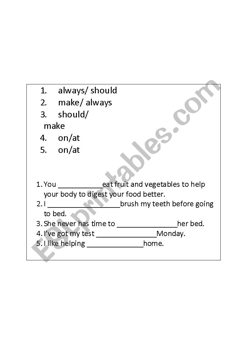 Adverbs of Frequency worksheet